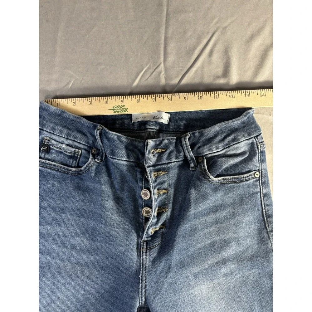 KanCan Curvy Women's Distressed Button‎ Fly Crop Skinny Jeans Raw Hem 11/29